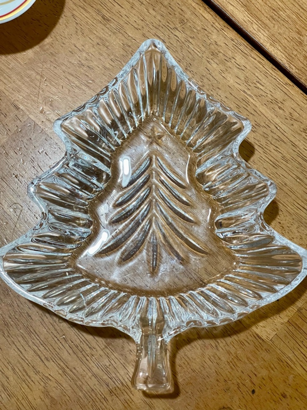 Source Unknown Clear Glass Christmas Tree Serving Dish